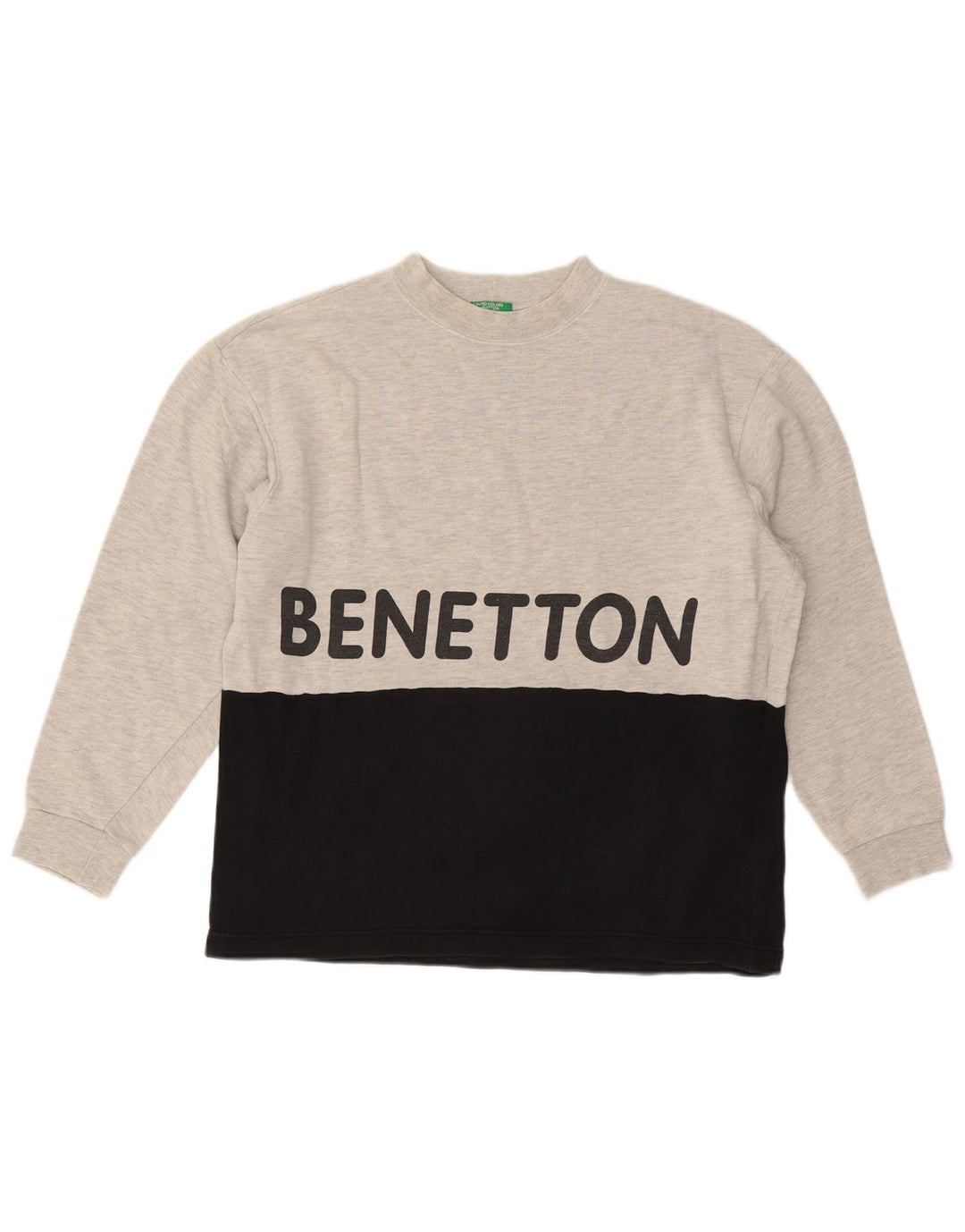 BENETTON Мужской свитшот с графическим рисунком, маленький серый хлопковый джемпер с цветными блоками
