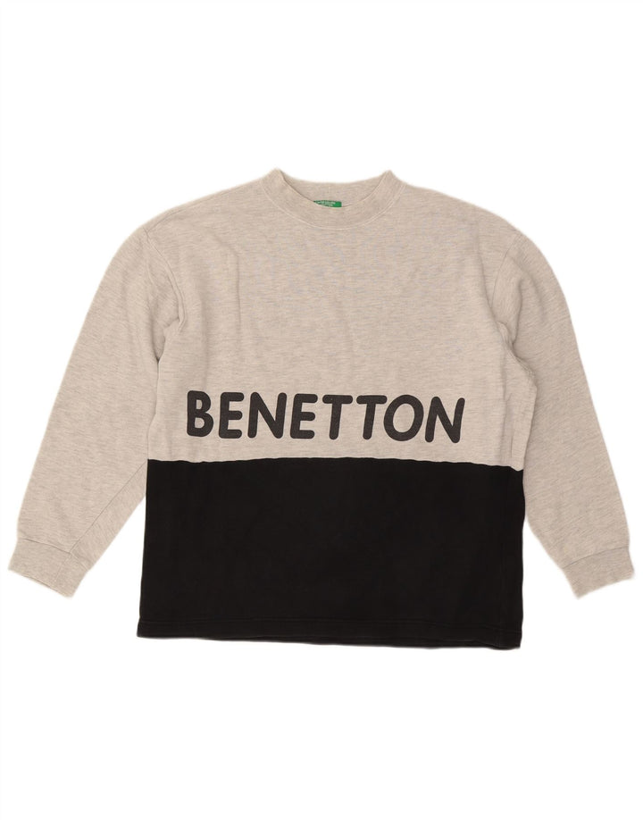 BENETTON Мужской свитшот с графическим рисунком, маленький серый хлопковый джемпер с цветными блоками