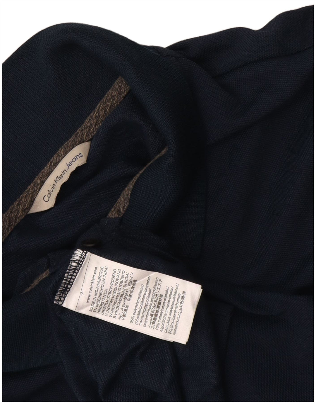 Мужская рубашка-поло Calvin Klein Jeans среднего размера, темно-синяя, хлопок