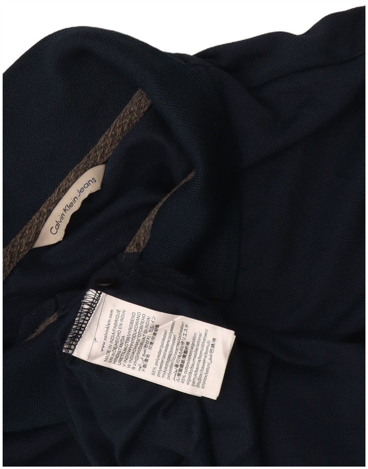 Мужская рубашка-поло Calvin Klein Jeans среднего размера, темно-синяя, хлопок
