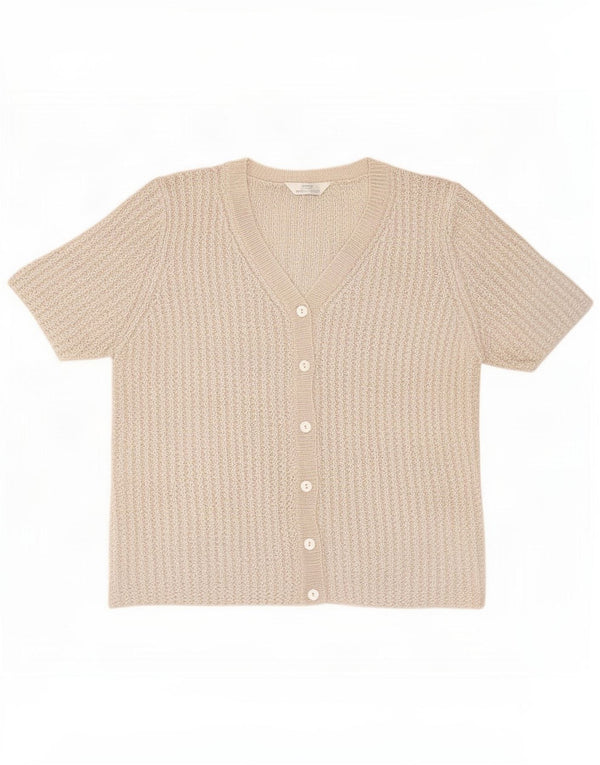 Женский кардиган с короткими рукавами Marks & Spencer UK 20 2XL Бежевый