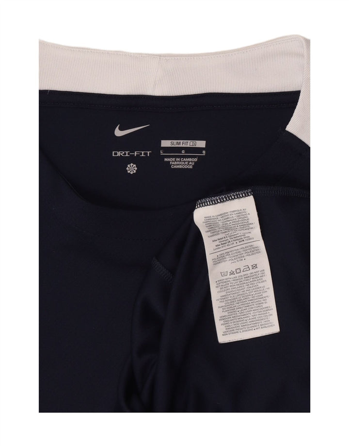 Мужская тонкая футболка Nike Dri Fit, большой темно-синий полиэстер с цветными блоками