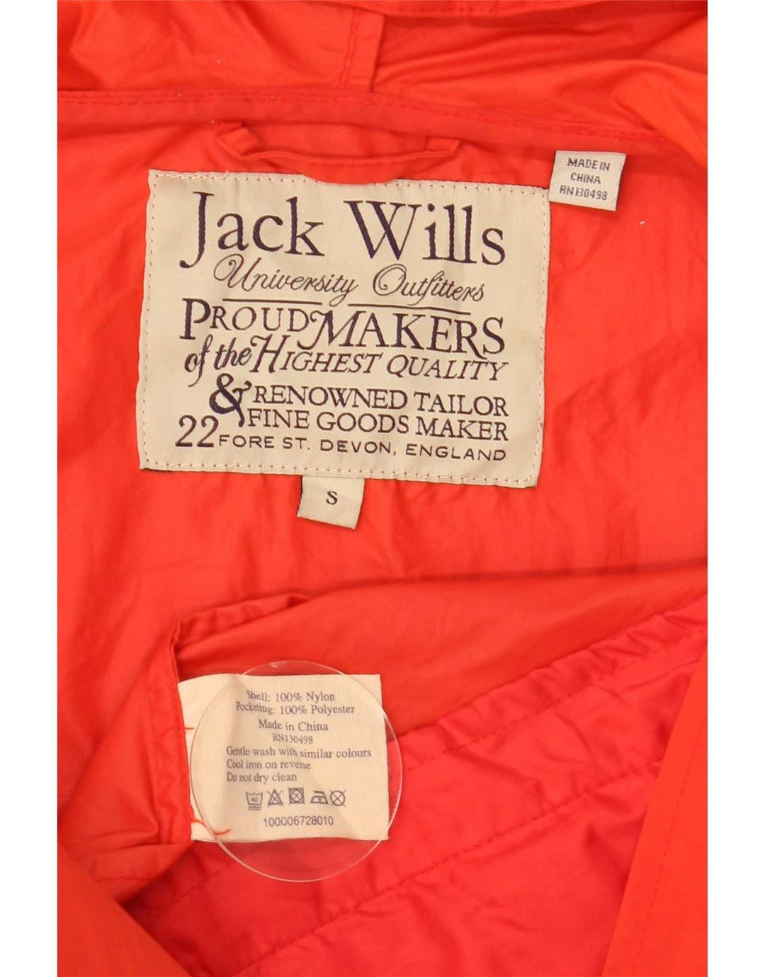Мужская ветровка Jack Wills с капюшоном UK 36 маленькая оранжевая нейлоновая