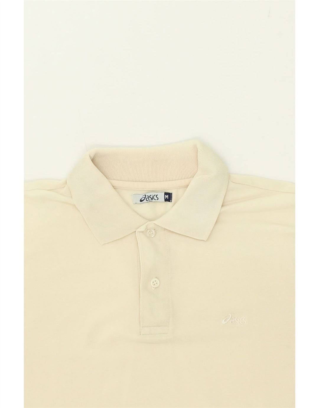 ASICS Mens Polo Shirt Medium Off White Cotton Vintage Asics and Second-Hand Asics from Messina Hembry 