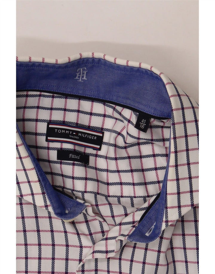 TOMMY HILFIGER Mens Shirt Size 41 16 Medium White Check Cotton Vintage Tommy Hilfiger and Second-Hand Tommy Hilfiger from Messina Hembry 