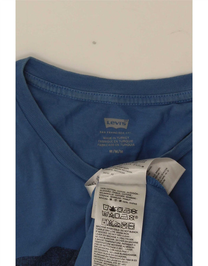 Мужская футболка с рисунком Levi's, хлопковый топ среднего синего цвета