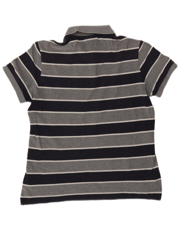 Lacoste Mens Regular Fit Polo Shirt Size 4 Medium Navy Blue Striped Cotton