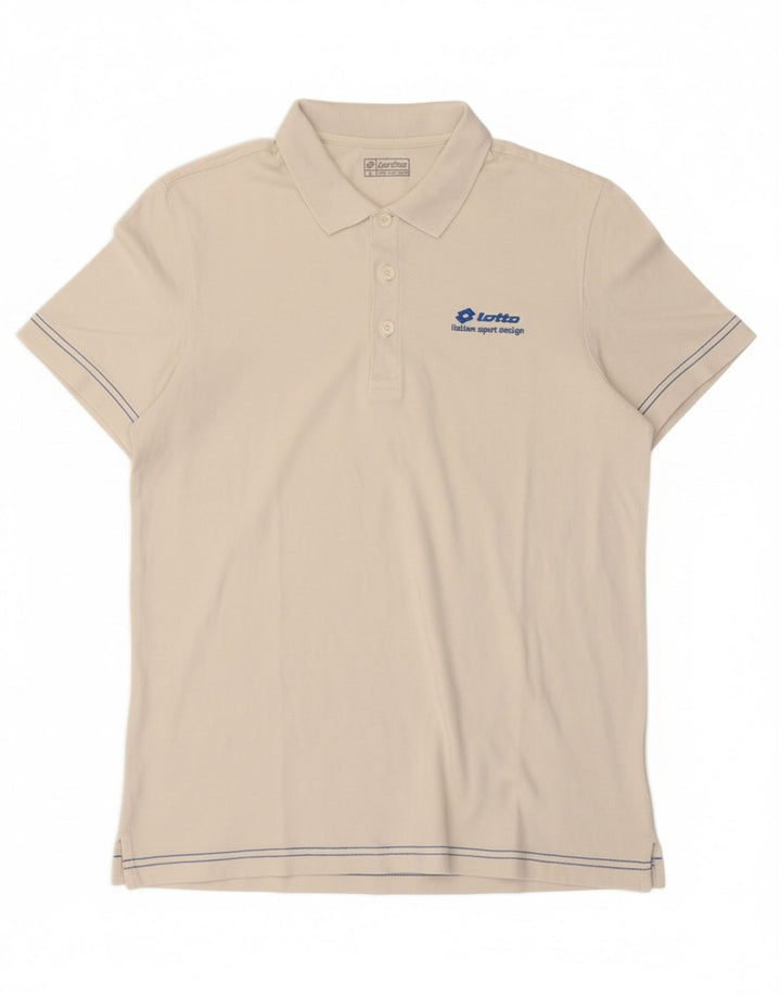 LOTTO Mens Polo Shirt XL Off White Cotton Vintage Lotto and Second-Hand Lotto from Messina Hembry 
