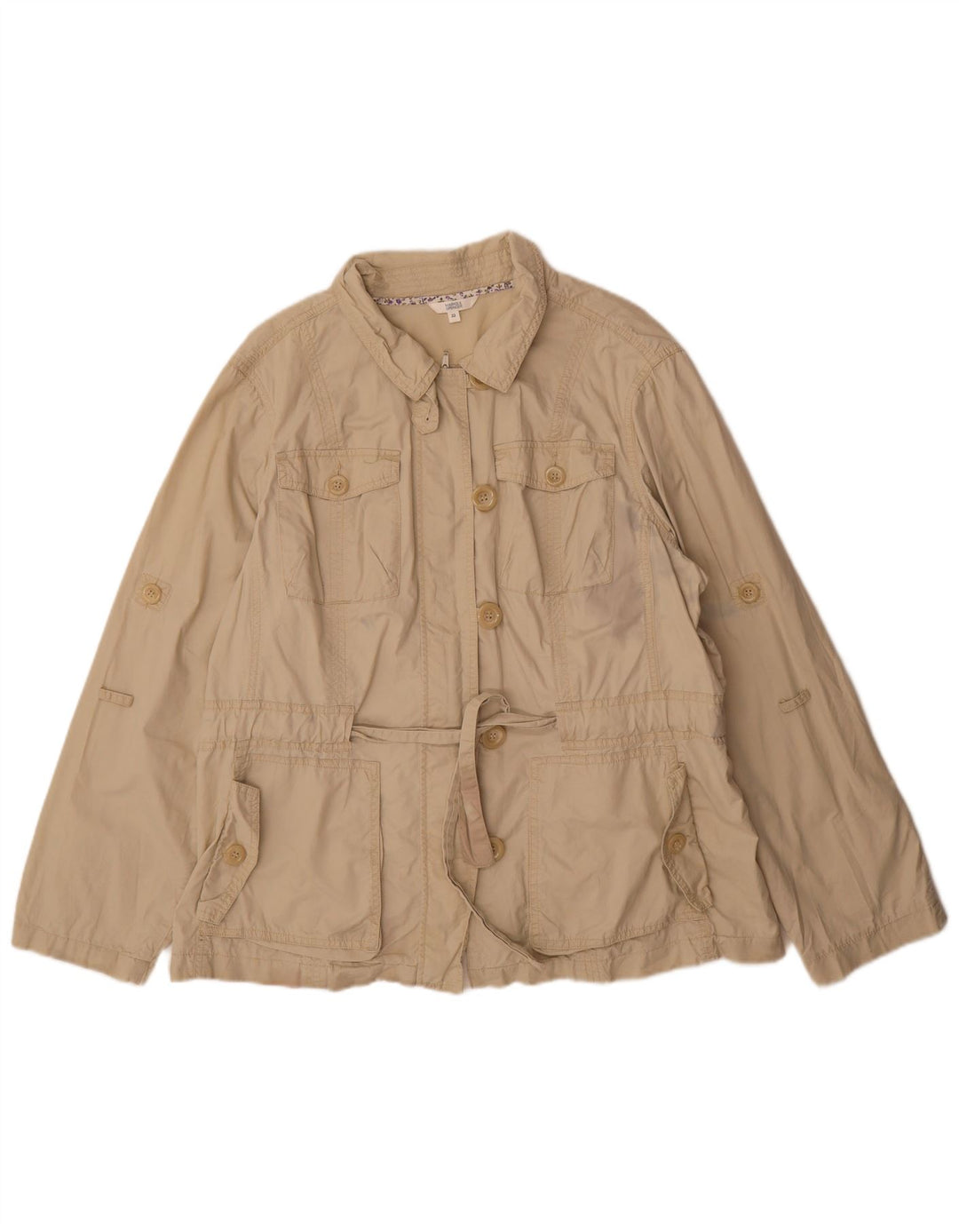 Женская куртка Marks & Spencer UK 22 3XL бежевого цвета, хлопок