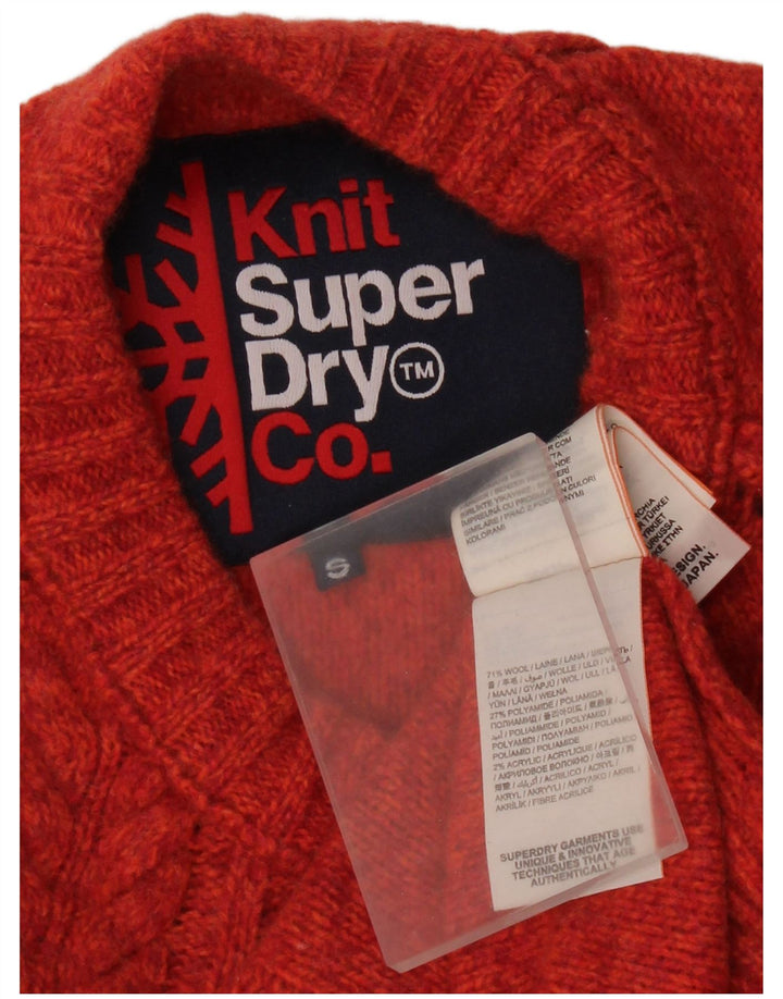 Женский джемпер с круглым вырезом Superdry, размер UK 10, маленький, красный, шерсть