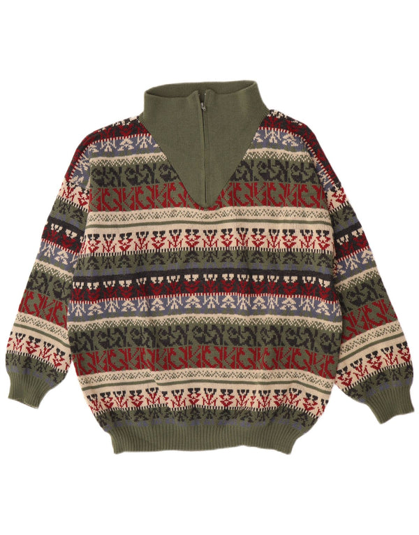 Мужской свитер с воротником на молнии Custom Club IT 56, 2XL, зеленый, акриловый, Fair Isle