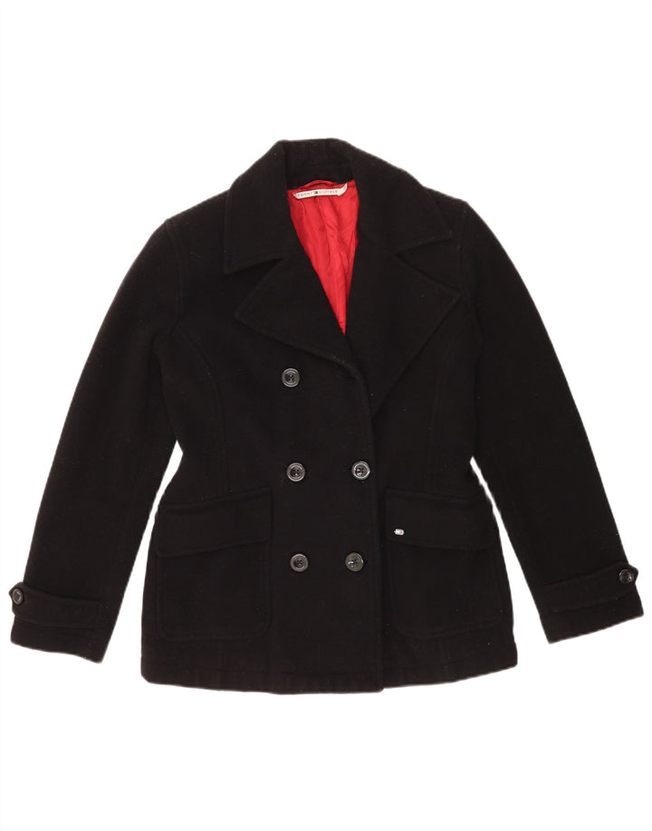 Женское полупальто Tommy Hilfiger UK 12, средний черный, шерсть