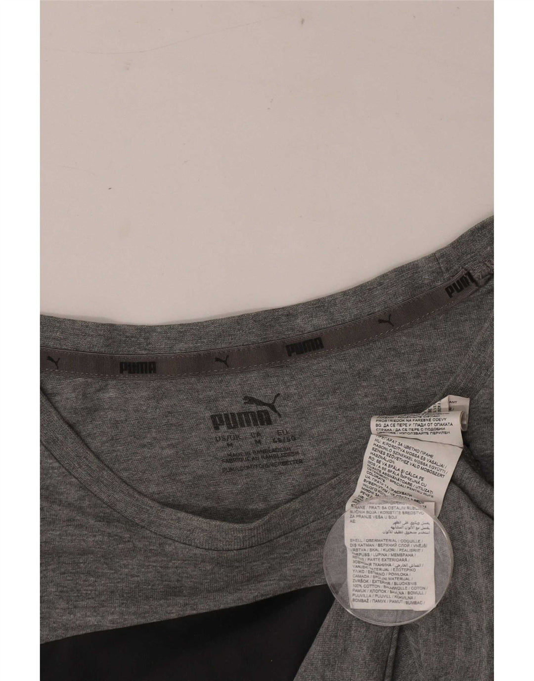 Мужская футболка с рисунком Puma, хлопковый топ среднего серого цвета с крапинками