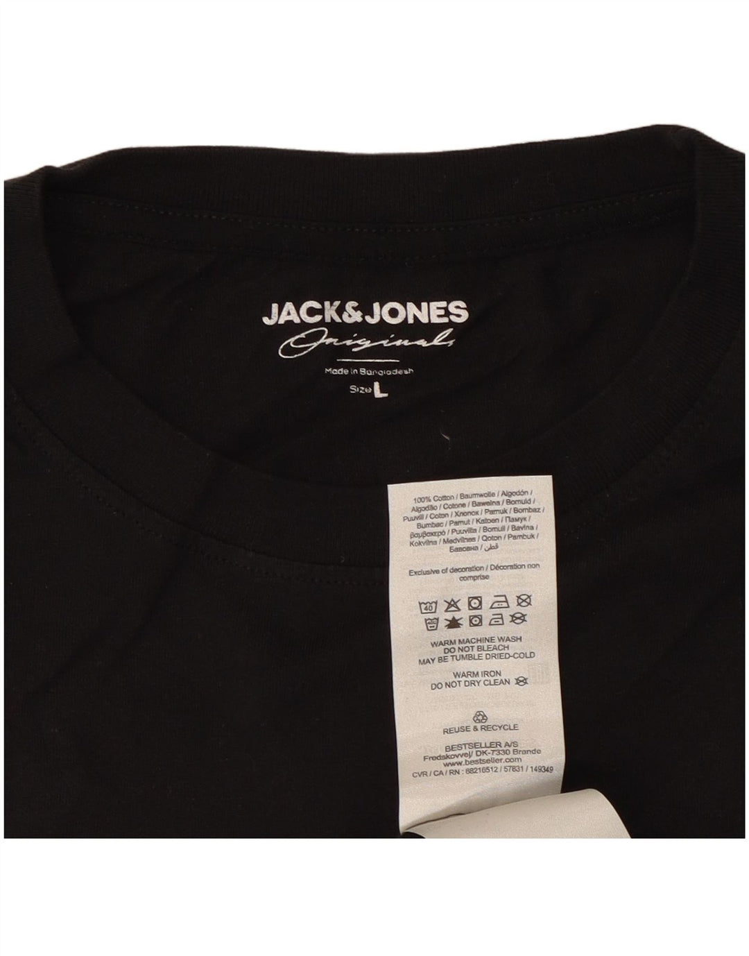 Мужская футболка Jack & Jones, большой черный хлопок