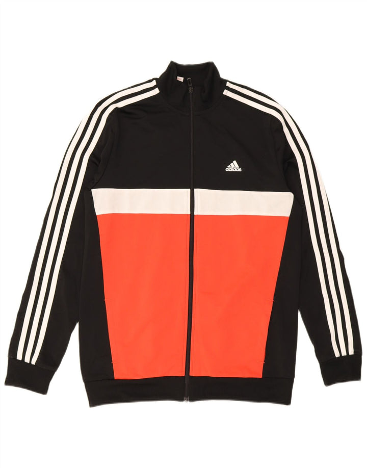 Спортивный костюм Adidas для девочек, верхняя куртка 15–16 лет, черный полиэстер с цветными блоками