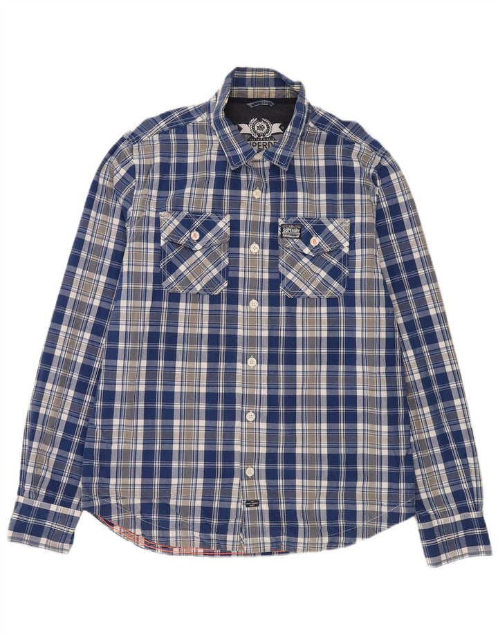 Мужская рубашка Superdry 2XL, синяя клетка, хлопок