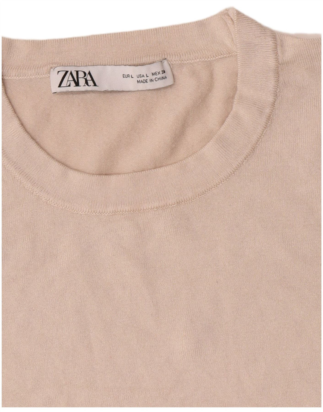 Женский джемпер с круглым вырезом Zara UK 14, большой бежевый