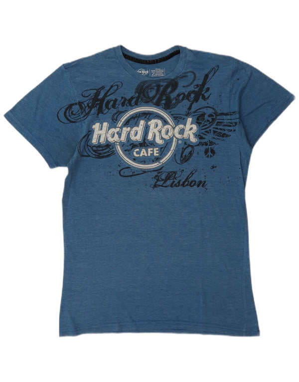 Женская футболка с рисунком Hard Rock Cafe Lisbon Top UK 10, маленькая синяя в крапинку