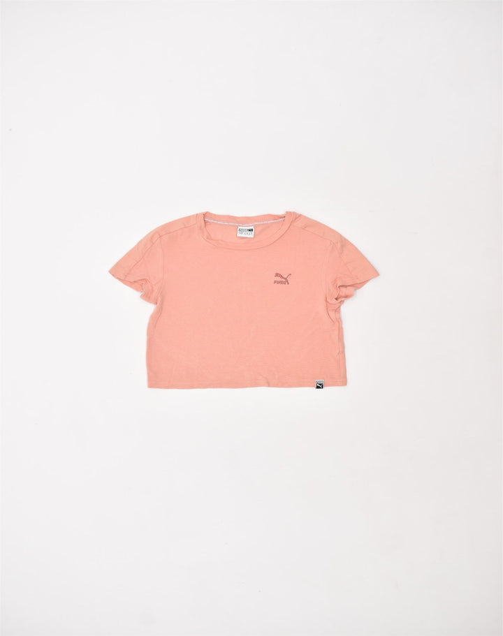 PUMA Womens Crop T-Shirt Top UK 8 Small Pink Cotton | Vintage | Thrift | Second-Hand | Used Clothing | Messina Hembry 