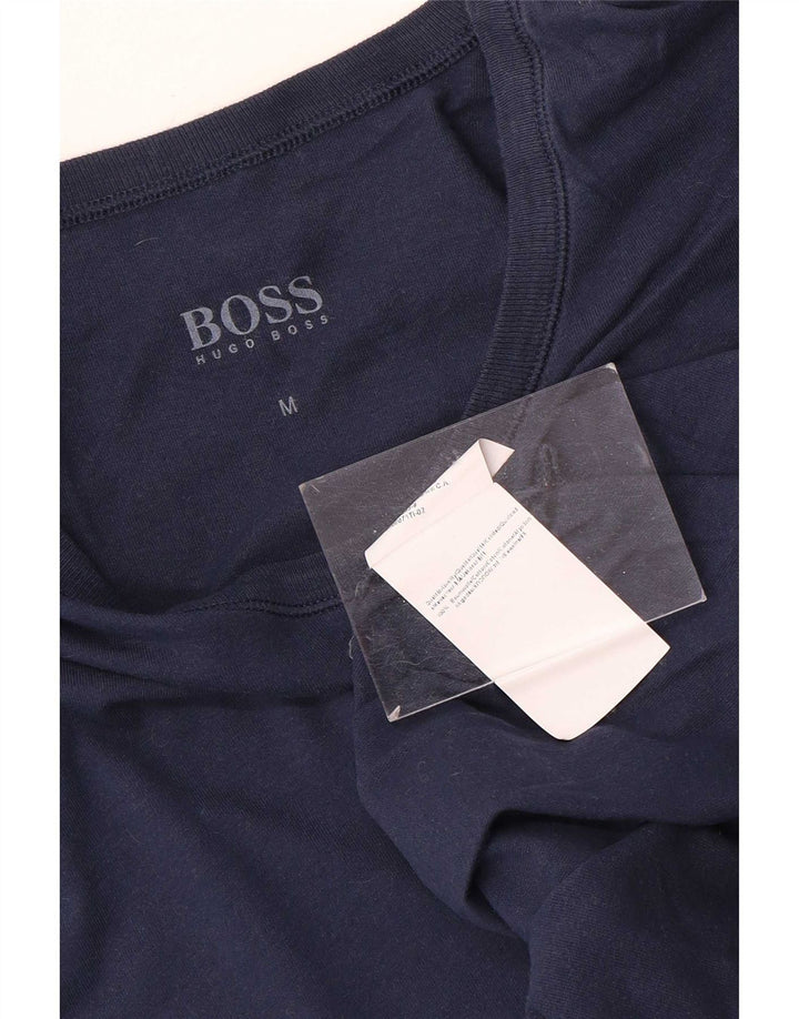Мужская футболка Hugo Boss, темно-синий, хлопковый топ среднего размера