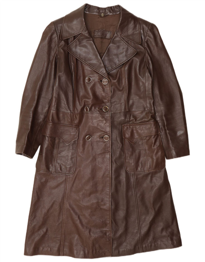 Винтажное женское кожаное пальто IT 48 XL бордовое