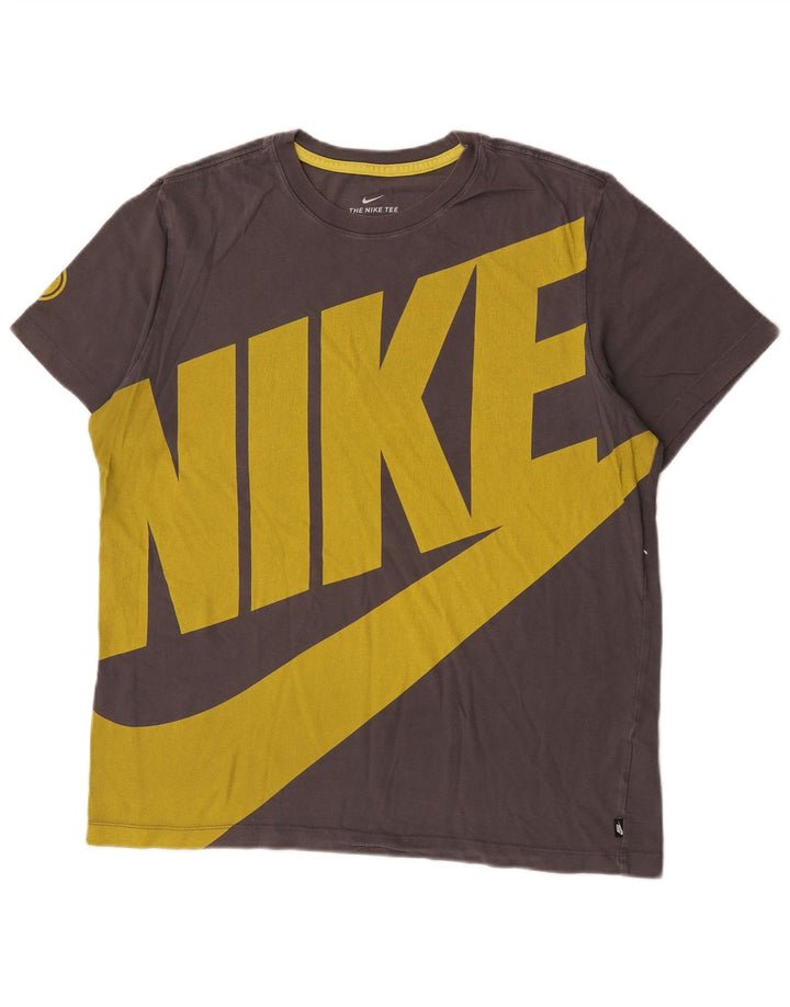 Мужская футболка с рисунком NIKE, большой размер, серый хлопок