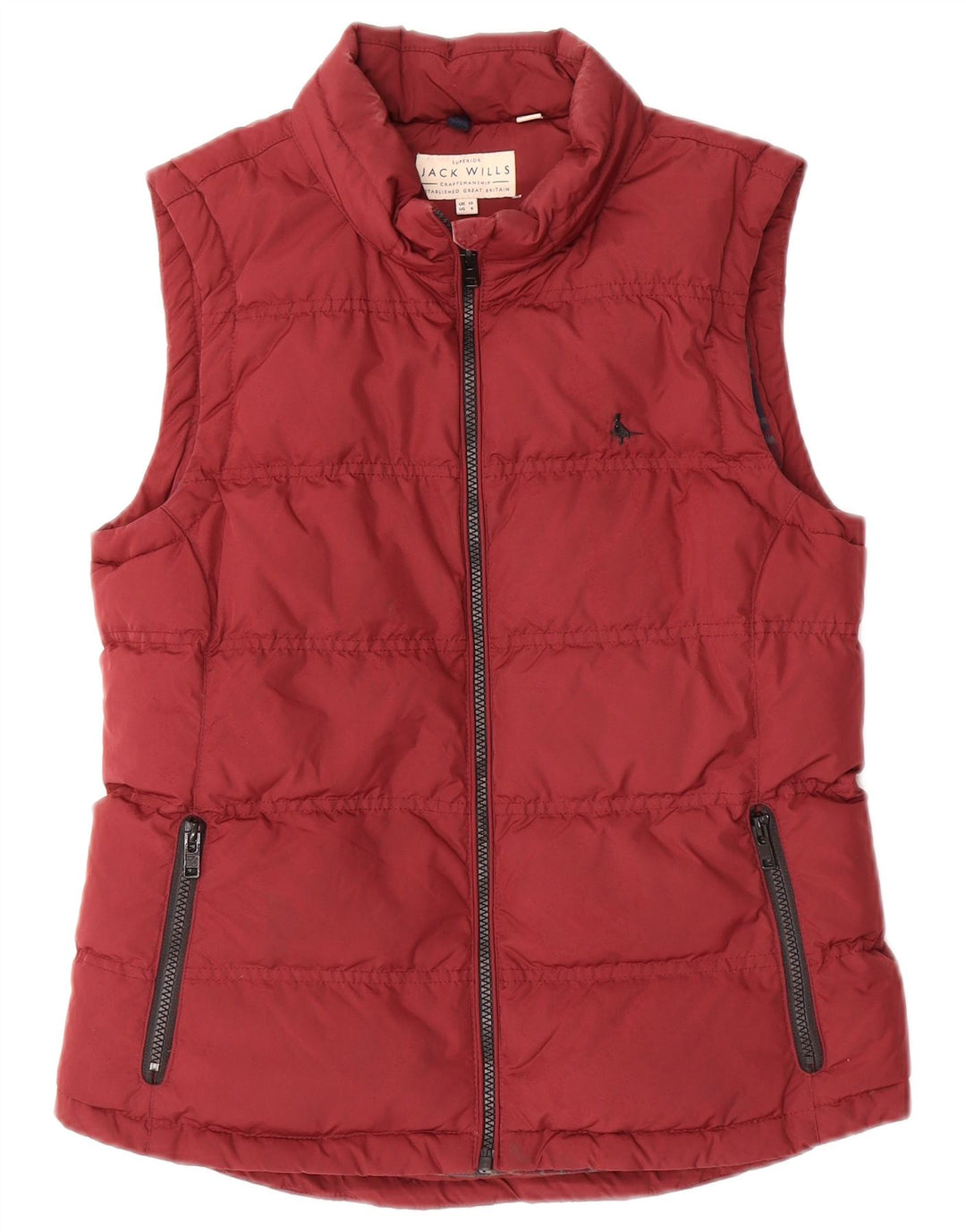 JACK WILLS Womens Padded Gilet UK 10 Small Red Polyester Winter