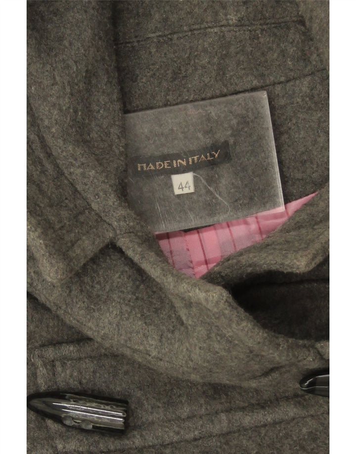 Винтажный женский дафлкот с капюшоном IT 44 Medium Grey Wool