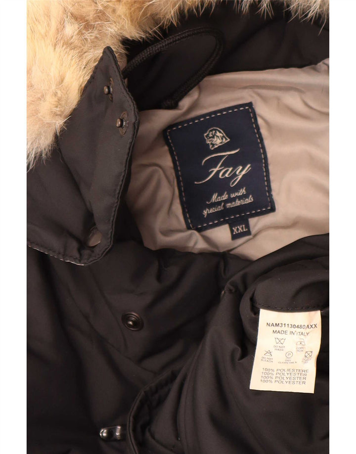 Мужская стеганая куртка Fay с капюшоном UK 44 2XL, черный полиэстер