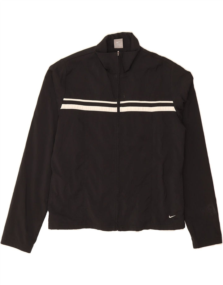 NIKE Womens Tracksuit Top Jacket US 12/14 Large Black Striped Polyester Vintage Nike and Second-Hand Nike from Messina Hembry 