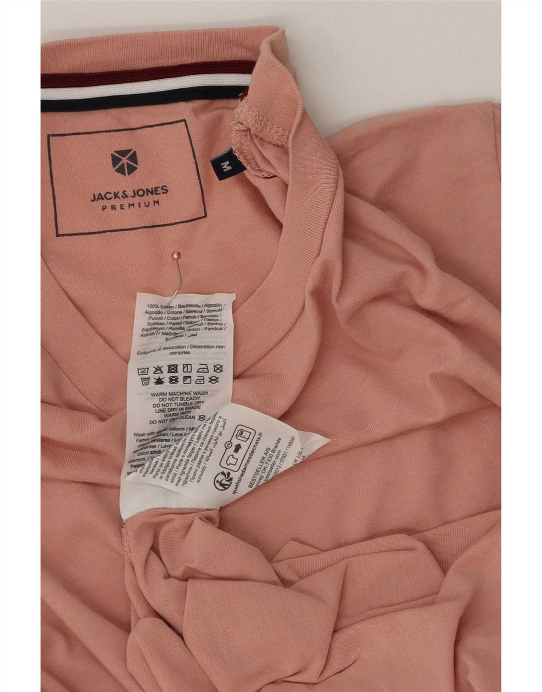 Мужская футболка с рисунком Jack & Jones из хлопка среднего розового цвета