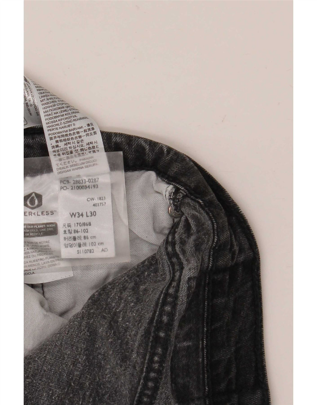 Мужские узкие джинсы Levi's W34 L26 Серые хлопковые