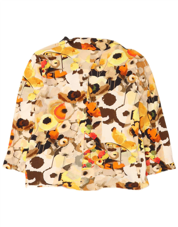 Винтажная женская блузка-рубашка с абстрактным узором, Великобритания, 16, большая разноцветная