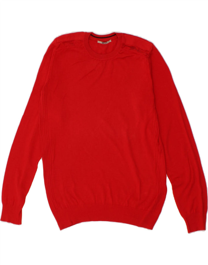 GAS Mens Crew Neck Jumper Sweater Small Red Cotton Vintage Gas and Second-Hand Gas from Messina Hembry 