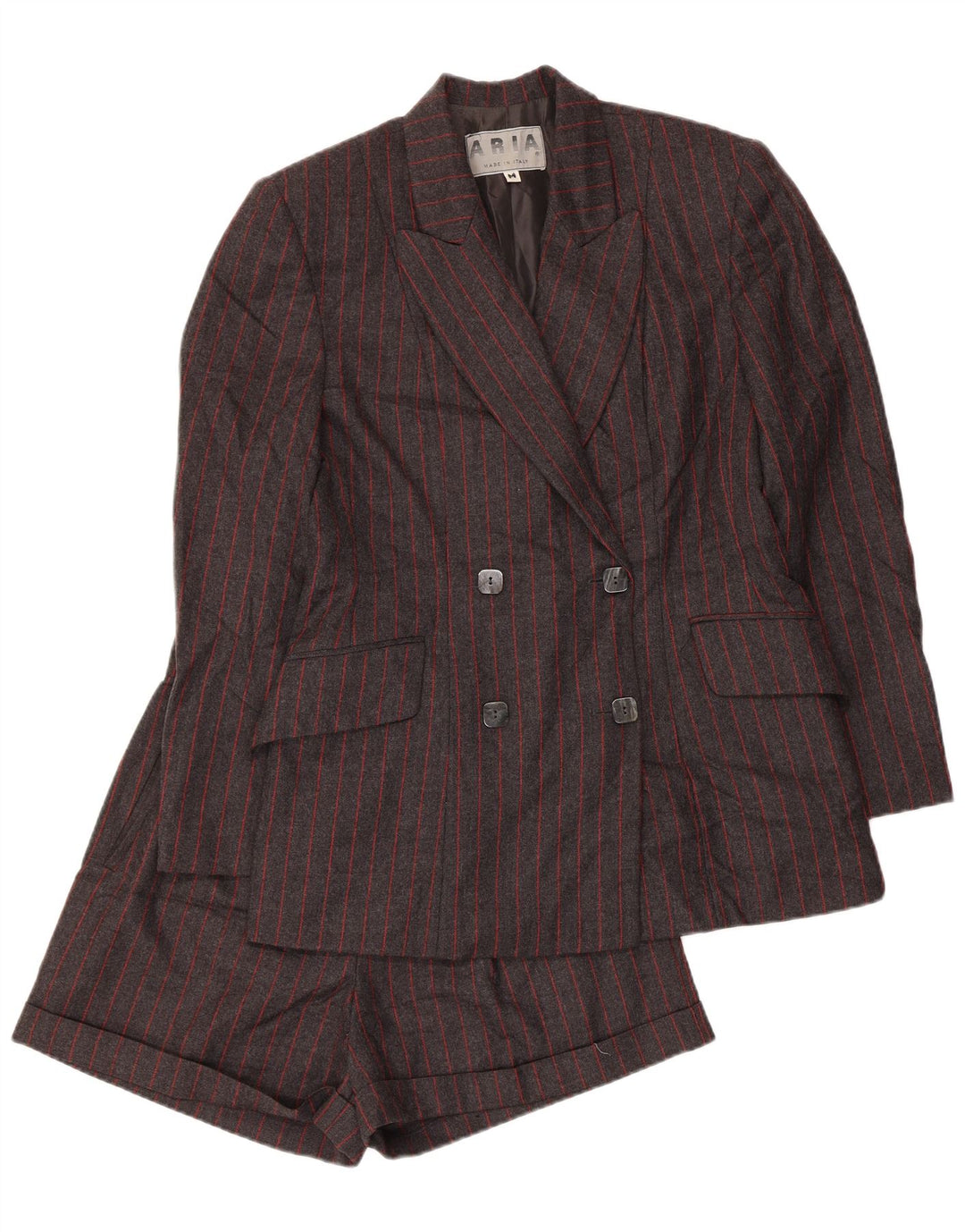 Женский двубортный комплект из 2 предметов Aria UK 14, средний W26, шерсть в серую полоску