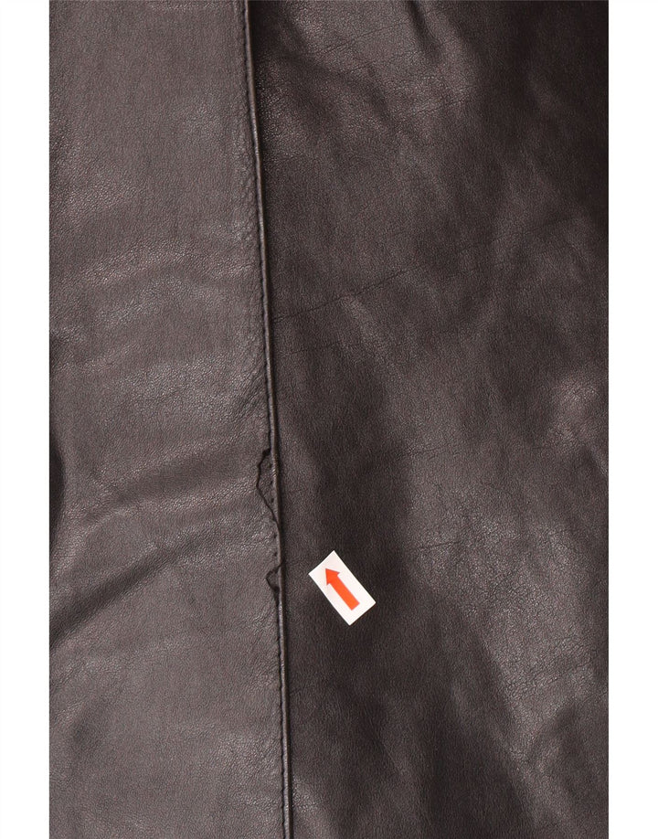 Винтажное мужское кожаное пальто IT 46 маленькое черное кожаное классическое