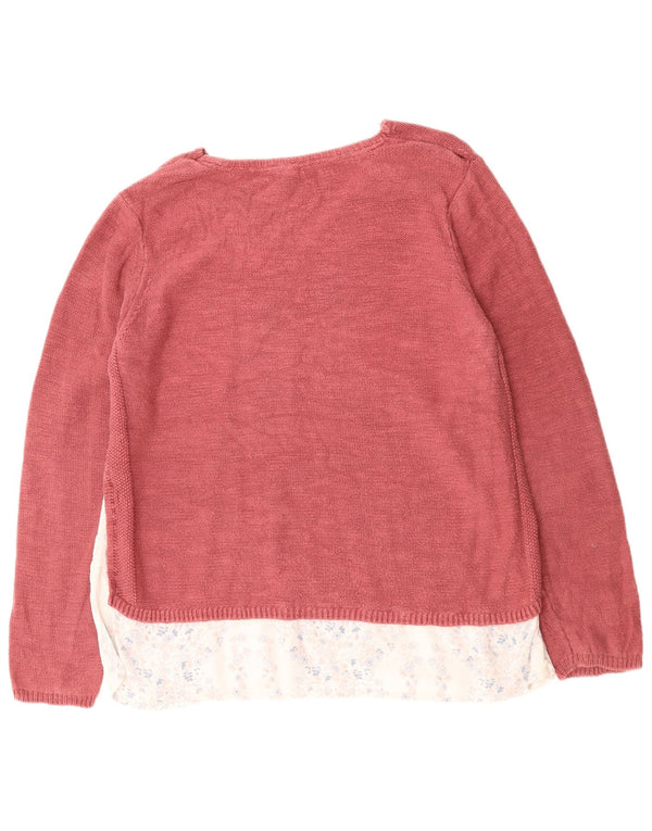 Женский джемпер с v-образным вырезом FAT FACE, Великобритания, 16, большой розовый хлопок с цветочным принтом