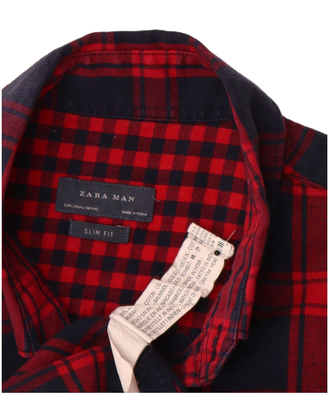 Мужская фланелевая рубашка узкого кроя Zara, большой размер, хлопковая красная клетка
