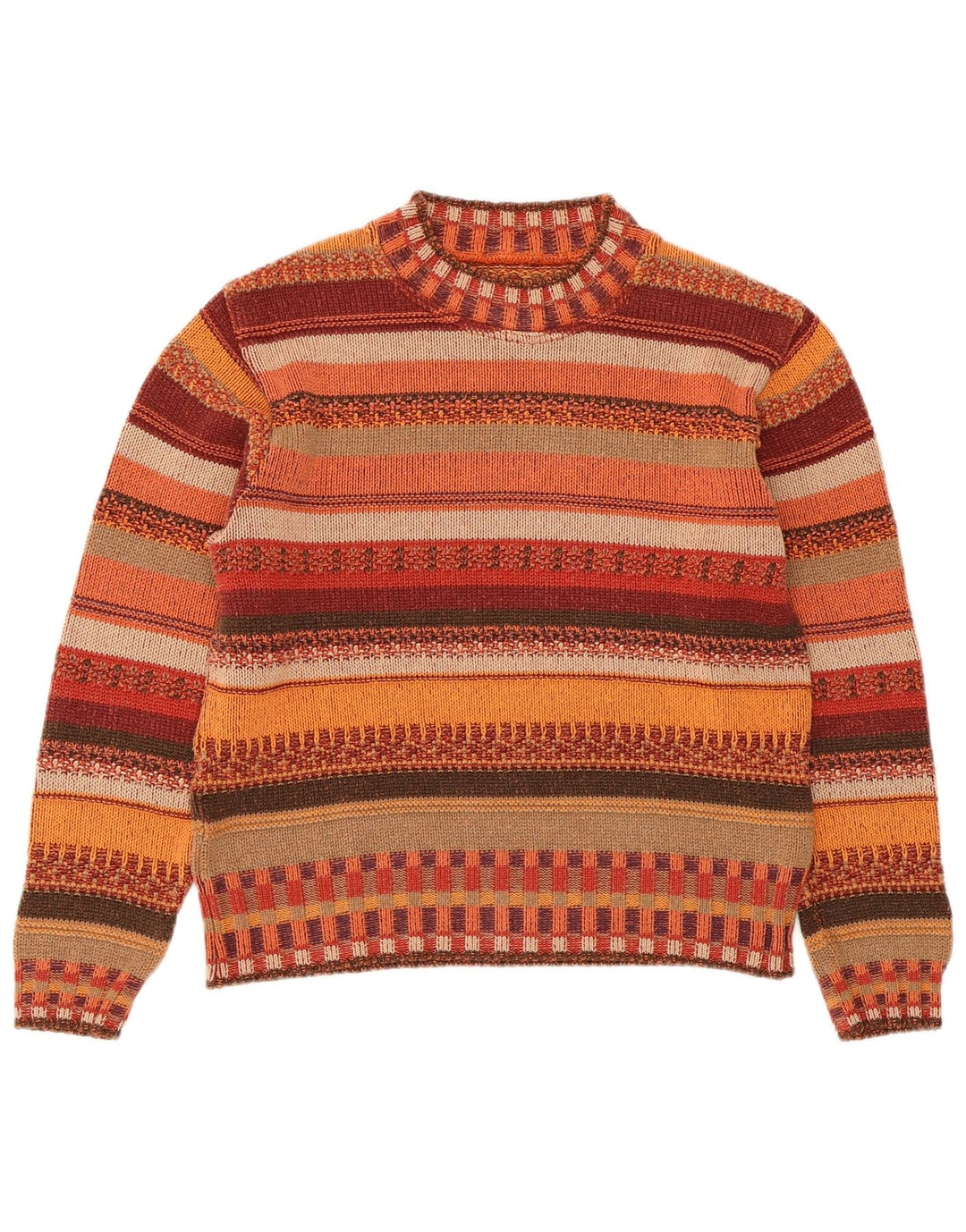 ВИНТАЖНЫЙ женский джемпер с круглым вырезом, Великобритания 14, средний, в разноцветную полоску