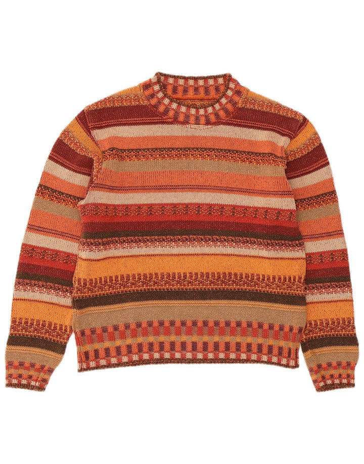 ВИНТАЖНЫЙ женский джемпер с круглым вырезом, Великобритания 14, средний, в разноцветную полоску