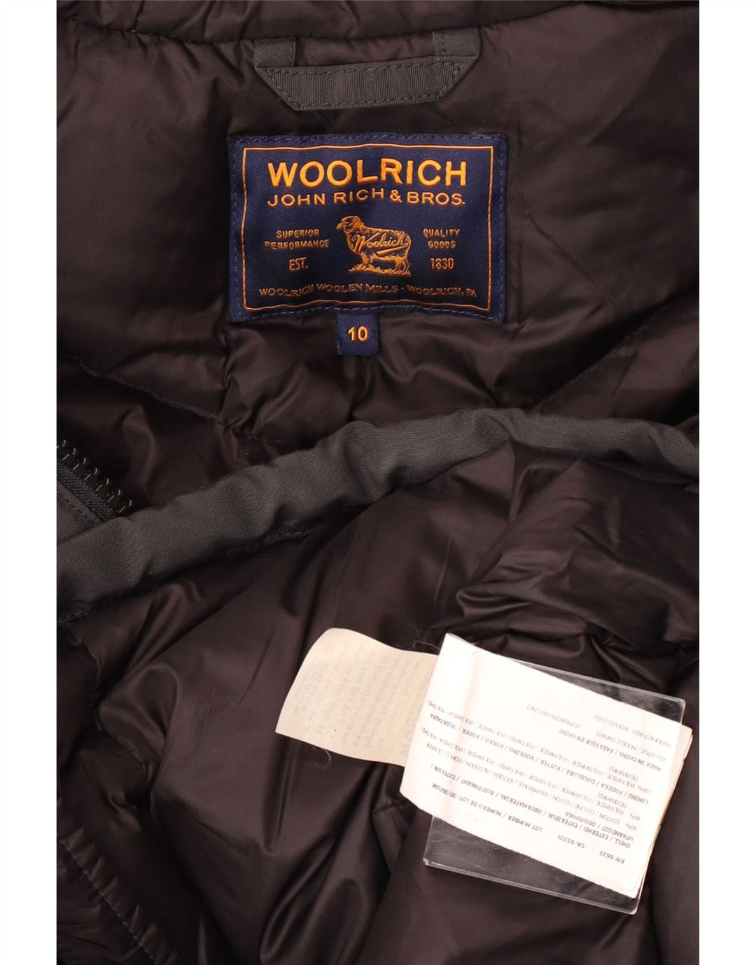 WOOLRICH Стеганое пальто с капюшоном для мальчиков 9-10 лет, черный хлопок
