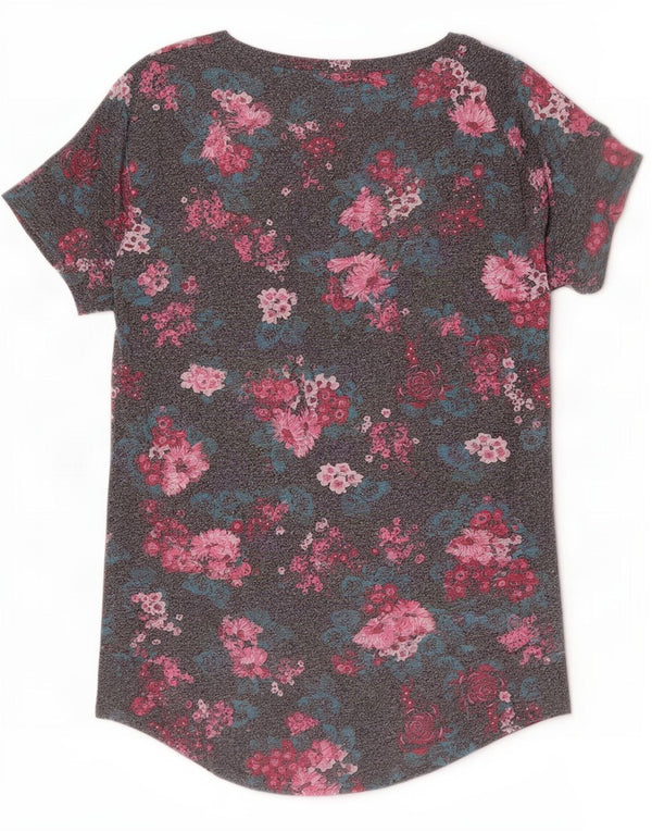 Женская футболка с рисунком Superdry Top UK 6 XS Серый хлопок с цветочным принтом