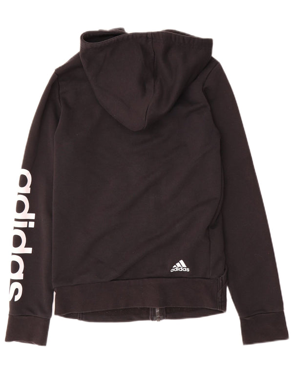 Женский свитер с капюшоном на молнии с графическим рисунком Adidas UK 4/6 XS, черный хлопок