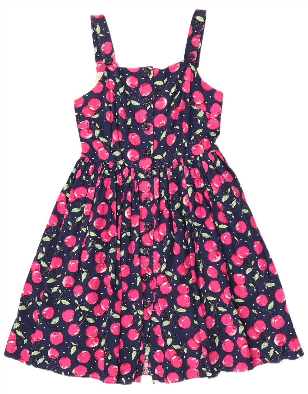 Винтажный женский сарафан с абстрактным узором UK 12, средний темно-синий хлопок