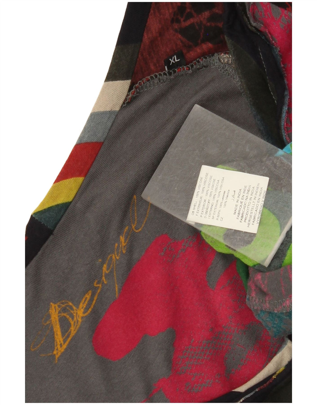 Женский топ DESIGUAL с длинным рукавом и рисунком, UK 18 XL, разноцветный, с геометрическим узором