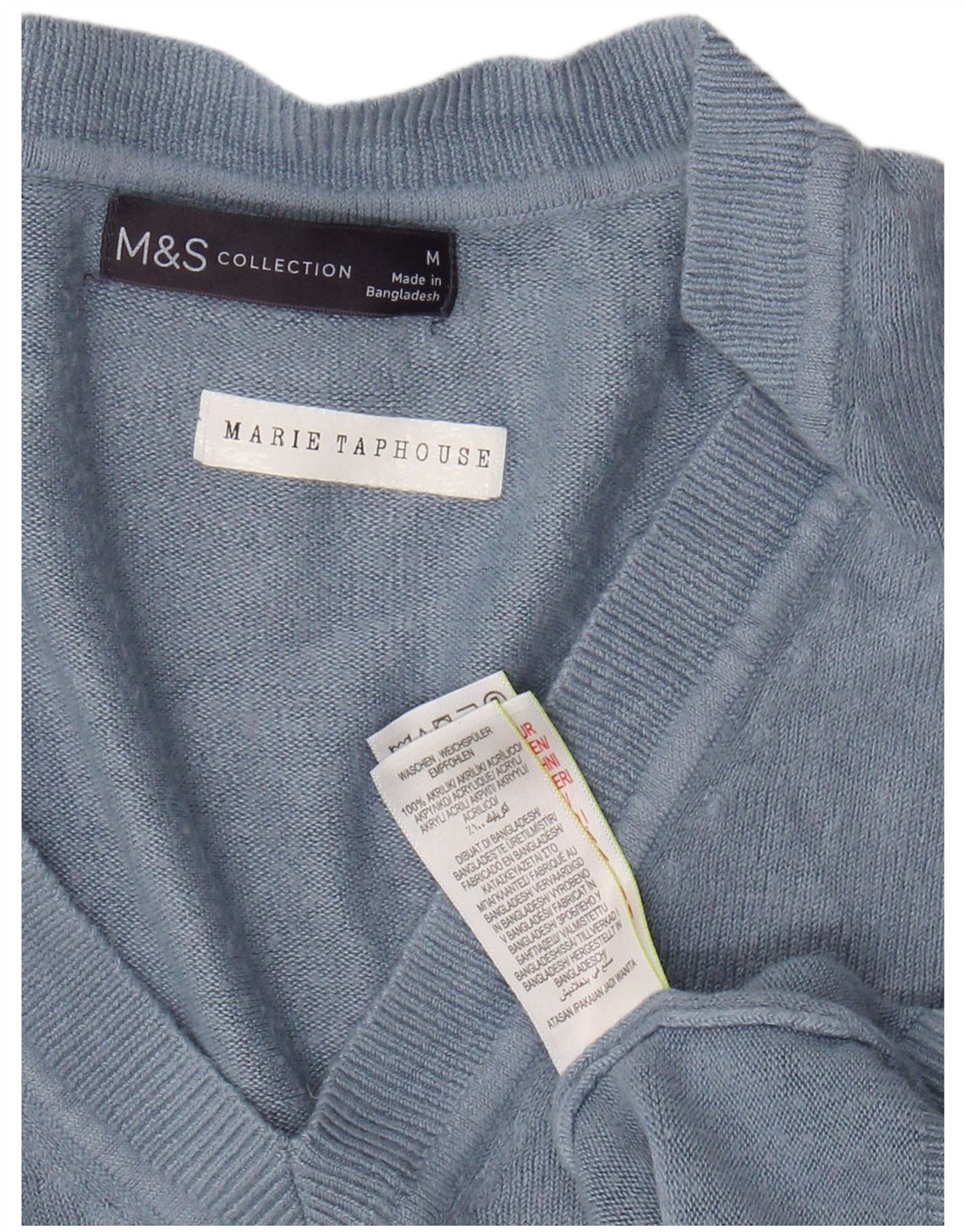 Женский укороченный джемпер с v-образным вырезом MARKS & SPENCER UK 14, средний синий