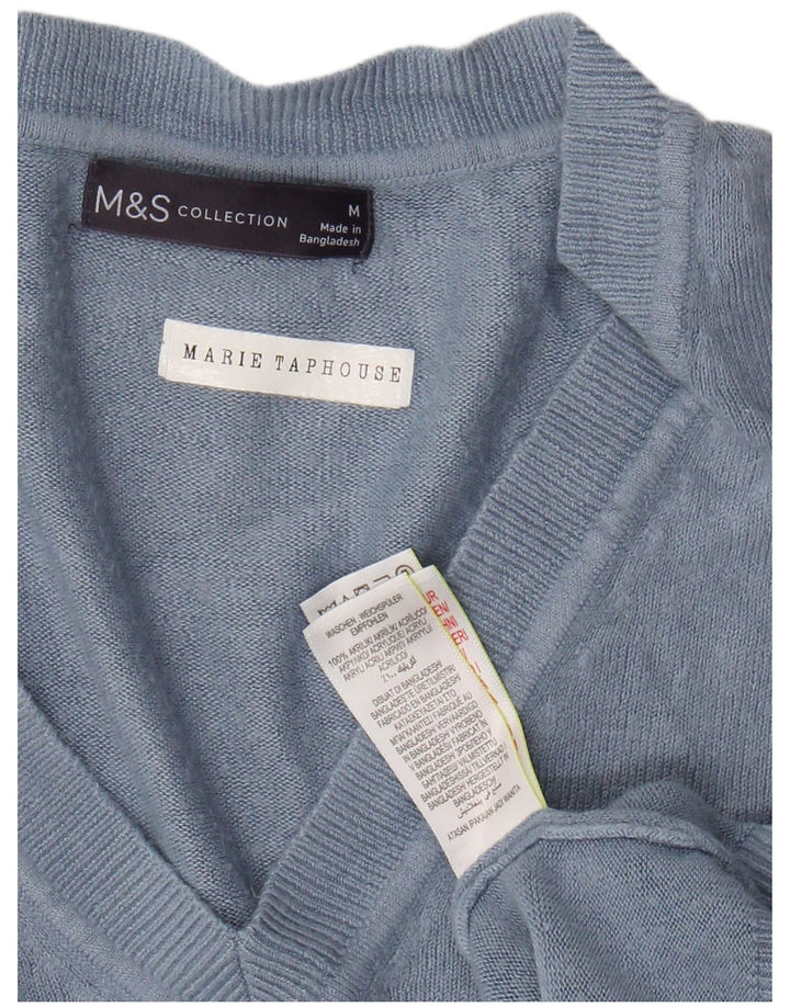 Женский укороченный джемпер с v-образным вырезом MARKS & SPENCER UK 14, средний синий