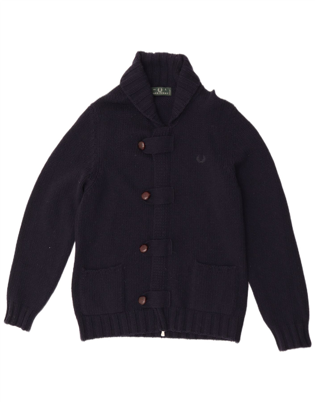 Мужской кардиган Fred Perry, большой темно-синий шерстяной свитер