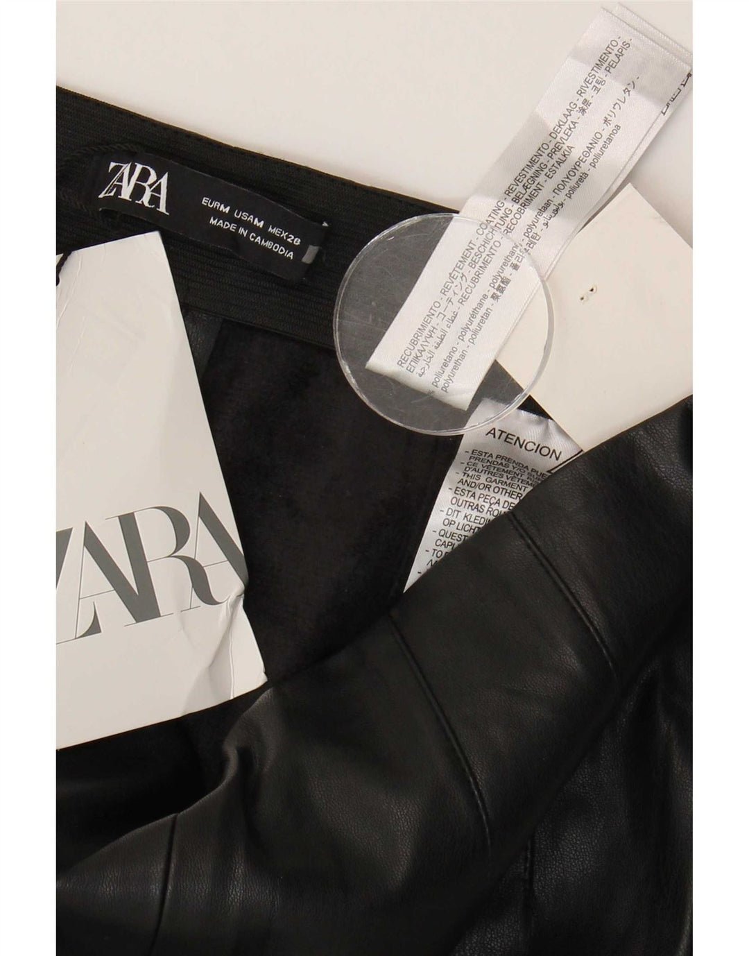 Женские леггинсы из искусственной кожи Zara Medium W28 L27, черные, полиуретан