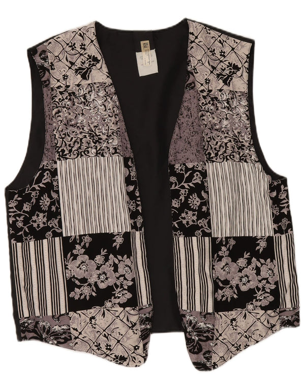 Винтажный женский жилет UK 18 XL, разноцветный лоскутный полиэстер